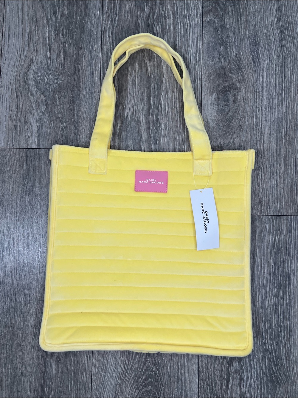 Marc Jacobs Daisy Yellow Quilted Velvet Tote Bag New With Tags 13x13